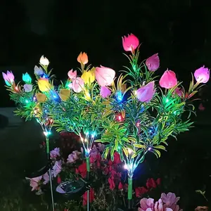 Solar Powered Garden Decorative Flower Light, LED Simulated Flower Light, Outdoor Decoration Light for Garden Yard Flower Pot Path Lawn, Solar Garden Lights