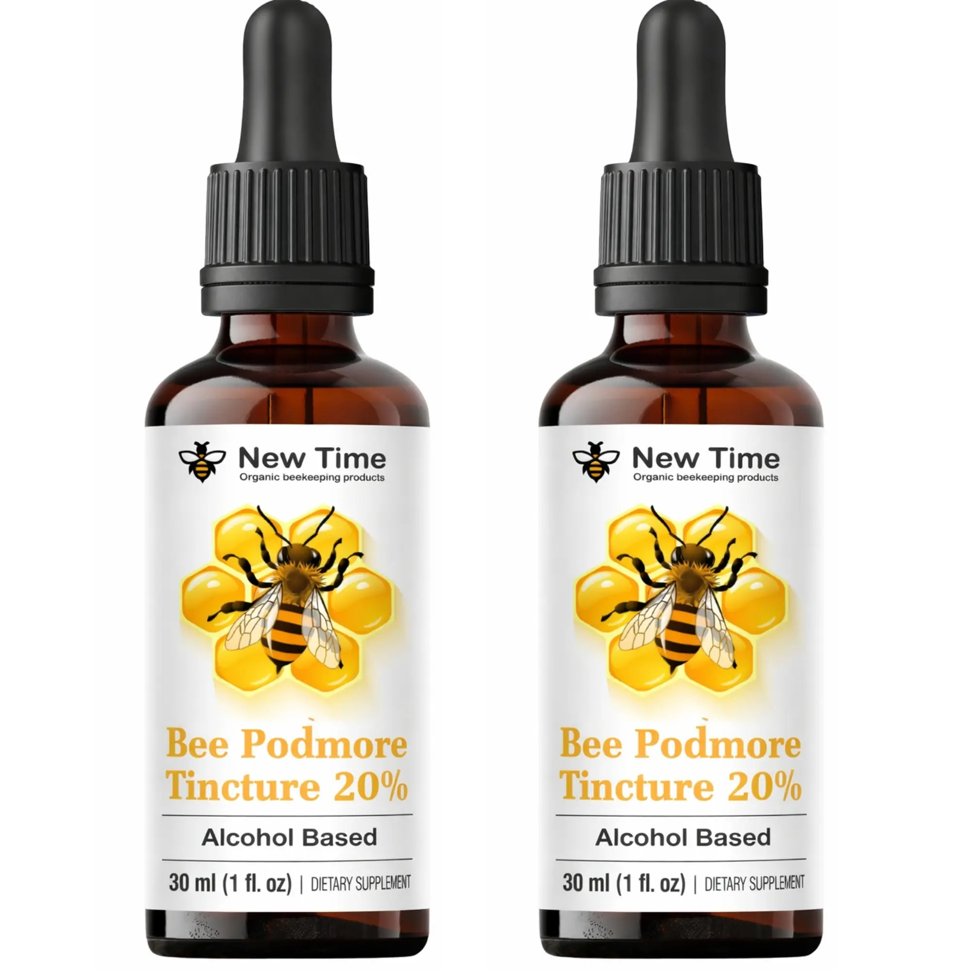 New Time Bee Podmore Tincture 20% – 2 Pack (2 x 30 ml) Premium Bee-Derived Alcohol-Based Extract