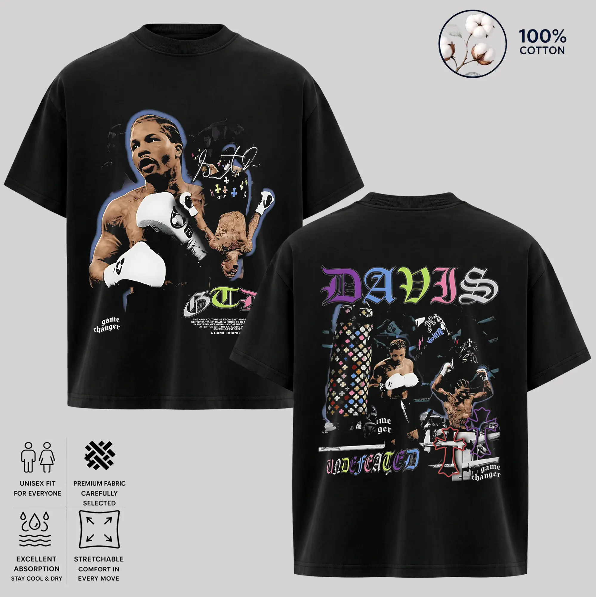 Gervonta Davis Graphic T-Shirt, Vintage Boxing Boxer Graphic Tee, Unisex Heavy Cotton Shirt, Fight Night Apparel, Gift for Boxing Fans