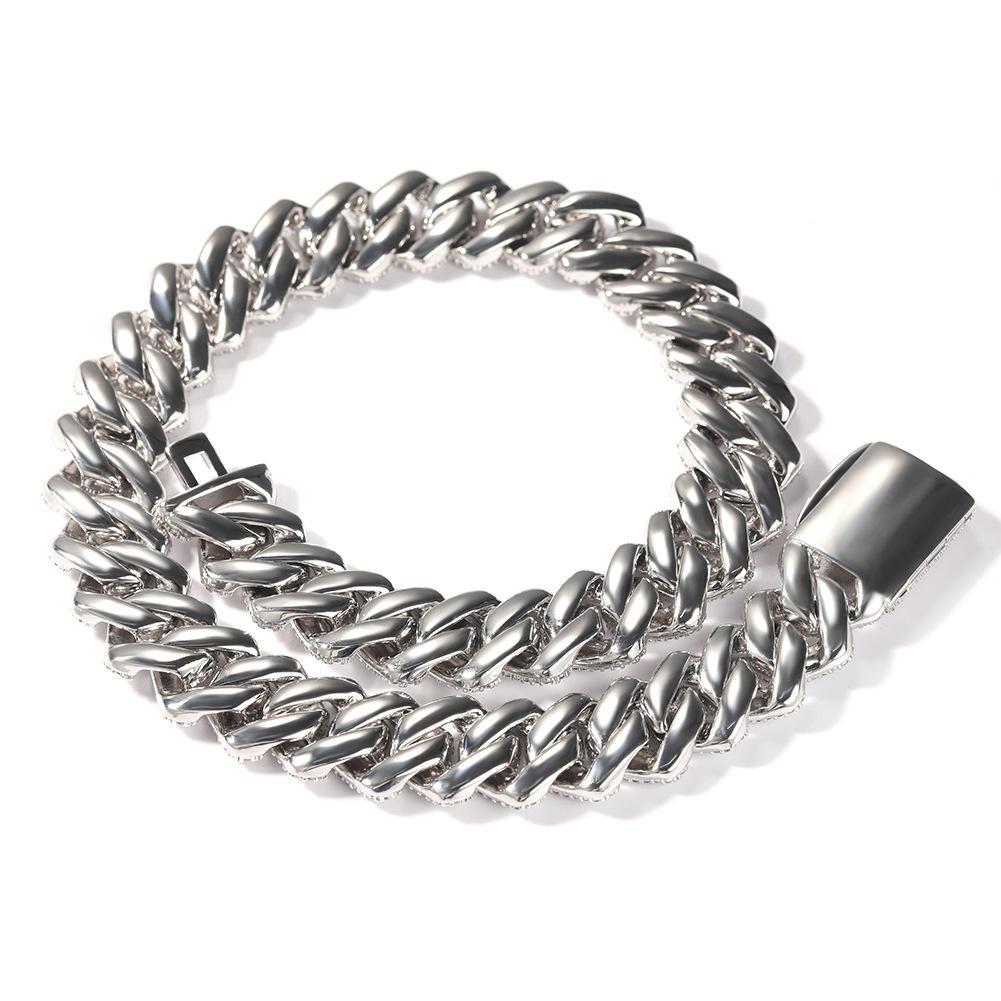 Icedout jewelry new full hip-hop necklace, men's versatile high- class sense of copper with zirconia 20mm Cuban necklace jewelry, fashion singles versatile style, the best gift for your boyfriend