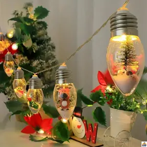 Safe Christmas Wish Ball Light Set Santa Snowman Reindeer String Lights for Christmas Tree Decorations