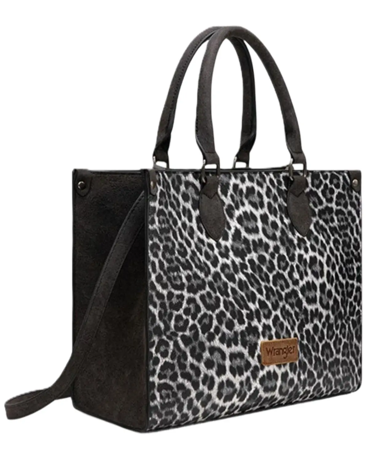 Wrangler Women's Leopard Print Wide Crossbody Tote - Wg296-8625Bk