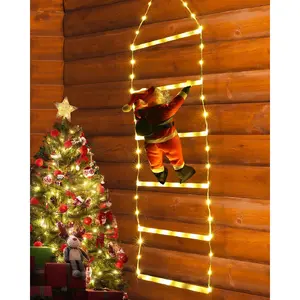 10FT LED Santa Claus Ladder Light – Warm White Christmas Decorative Light for Indoor & Outdoor, Window, Wall & Tree Decor, Festive Holiday Home Decoration