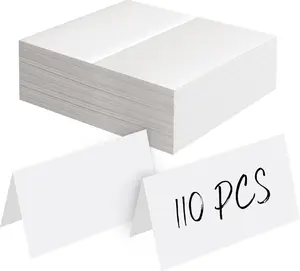110 count Tent Cards, Small Blank Place Cards Delicate Seating Cards Blank Name Cards Escort Cards for Wedding, Table, Dinner Parties, Receptions (Each Measures 2 x 3.5)