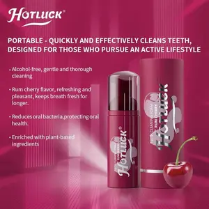 Hotluck Rum Cherry Rinse-Style Foaming Toothpaste - Deep Cleaning Action with Oral Residue Breakdown, Teeth Brightening and Fresh Breath Support