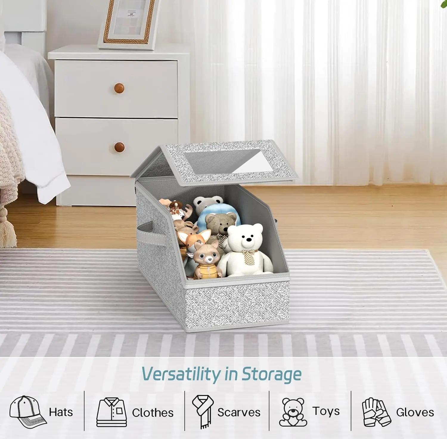 2 PCS Stackable Hat Storage for Baseball Caps, Holds up to 24 Caps Hat Organizer for Closet, Sturdy Snapback Boxes for Men with Cardboard, Grey