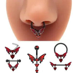 Butterfly Nose Piercing Ring Black Septum Piercing Ring Titanium Steel Nariz Piercing Ear Cartilage Tragus Goth Piercing Jewelry