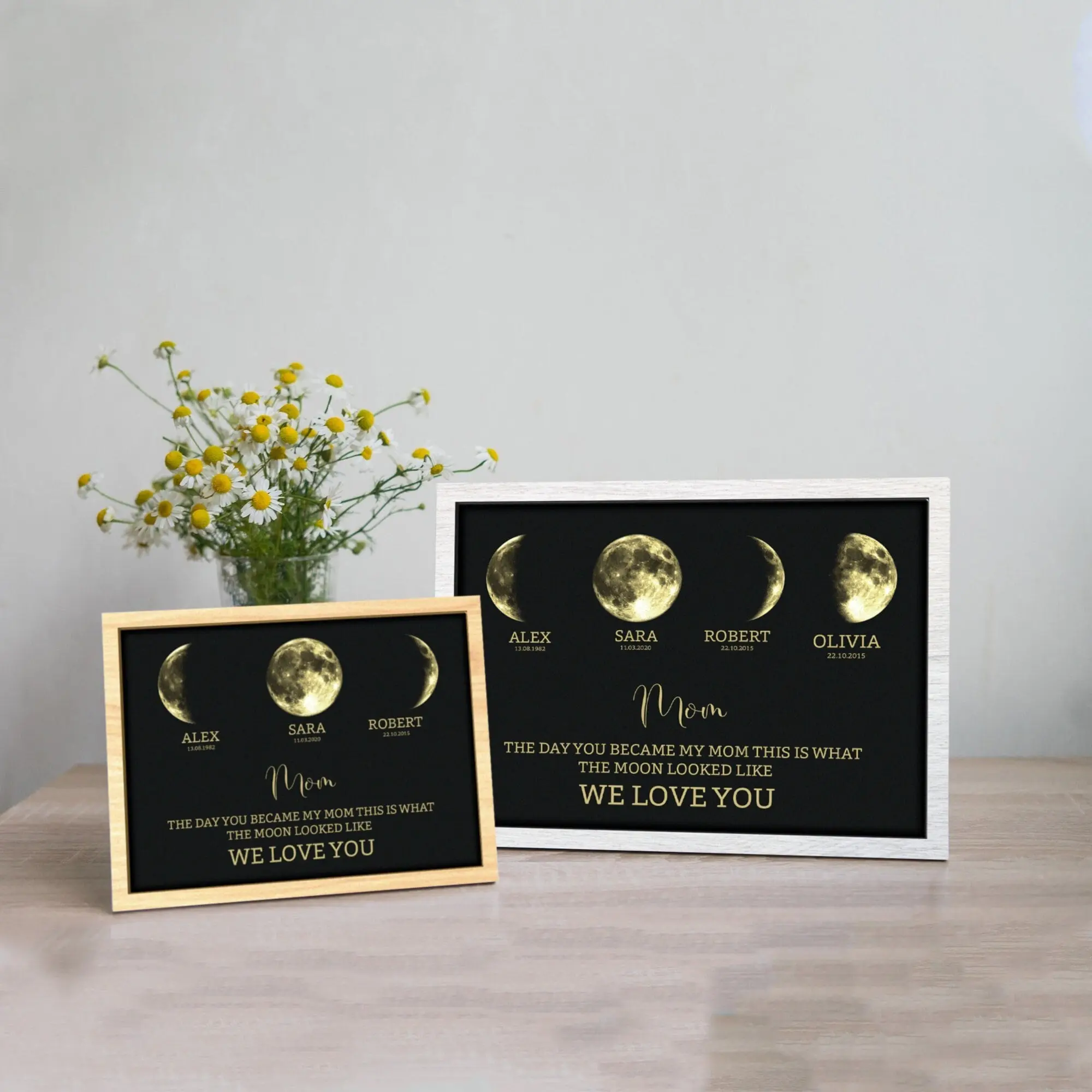 Personalized Moons Phase Frame with Kids Names Plaque And Sign, Custom Moons Phase Print Frame Plaque And Sign, Mother’s Day Gift Plaque And Sign, Gift for Mama Plaque And Sign, The Day You Were Born Gift