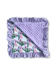 Lavender Cactus Flower Minky Print Kids Blanket