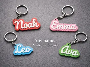 Elegant Smooth-Edge Plastic Oblong Keychain - Custom Personalized Name Key Ring, Fashion Accessory Bag Charm
