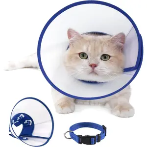 Adjustable Soft Cat Recovery Elizabethan Cone Collar Stop Cats Licking After Surgery, Comfortable Pet Cone for Neck Girth 7.5''-9.0''