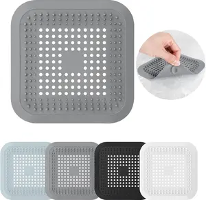 Hair Catcher, Silicone Shower Drain Hair Stopper for Bathroom Kitchen Shower Easy to Clean and Durable with Suction Cups (4)