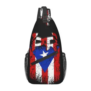 Crossbody chest bag, men's chest bag, hiking backpack, Puerto Rican flag shoulder bag, large capacity, foldable, fashionable and durable, can be used for shopping, work, leisure travel, etc