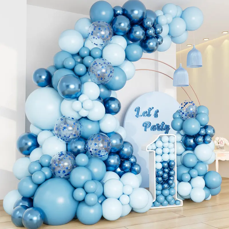 Baby Blue Round Balloon Arch Kit - 109pcs Confetti Latex Decor, Balloon Arch Set for Boys Baby Shower, Anniversary, Business Ceremony Decoration Supplies
