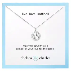 Silver Pavé Softball Necklace
