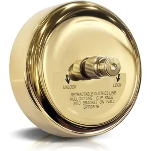Retractable Clothesline Wall Mounted Adjustable Clothing Rope for Shower Room Bathroom Laundry (Gold)