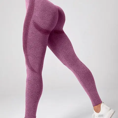 Women's Solid Ruched High Waist Sports Leggings, Sporty High Stretch Seamless Skinny Pants for Yoga Gym Fitness, Summer Outfits 2024, Ladies Sportswear for All Seasons