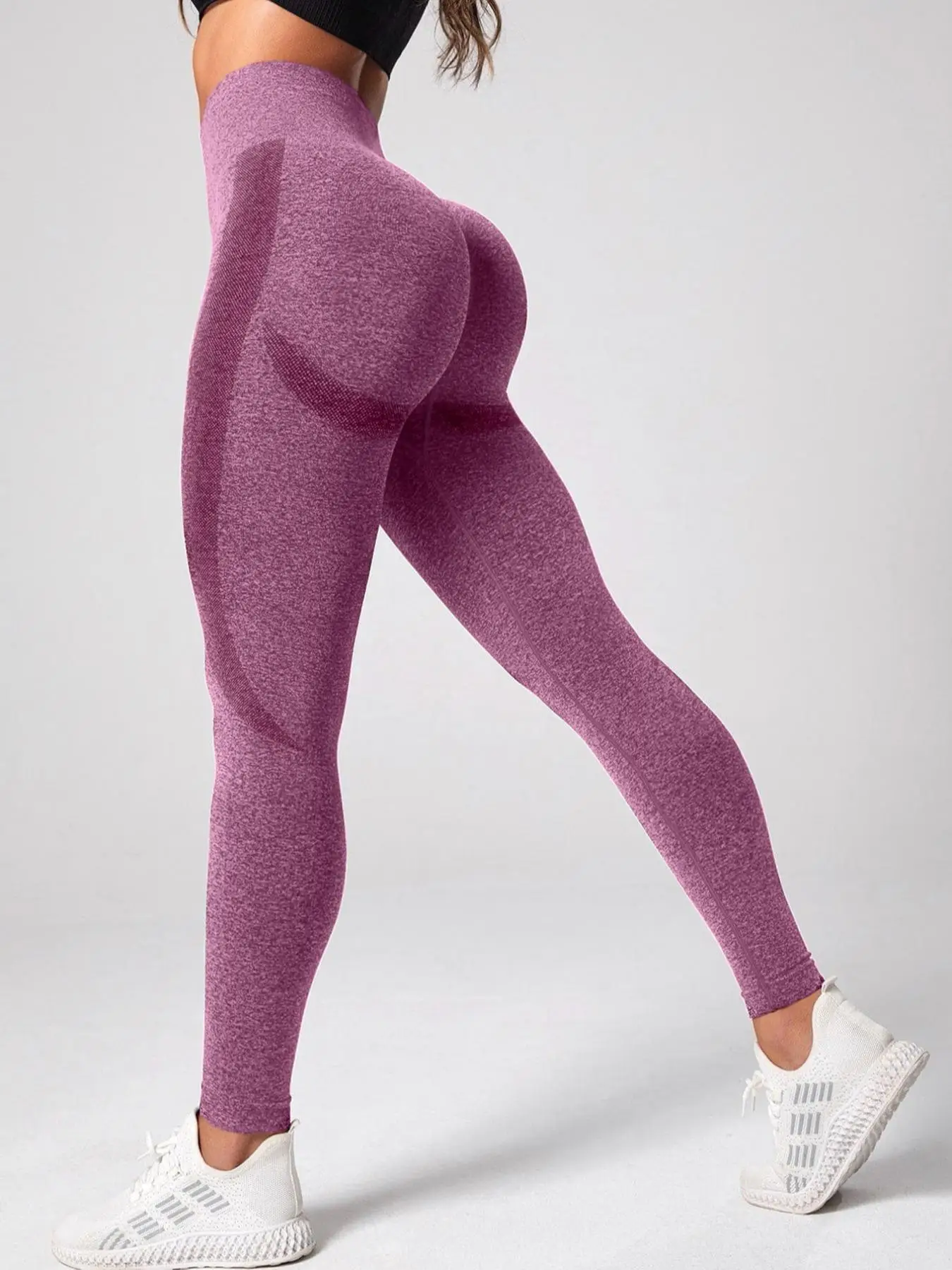 Women's Solid Ruched High Waist Sports Leggings, Sporty High Stretch Seamless Skinny Pants for Yoga Gym Fitness, Summer Outfits 2024, Ladies Sportswea