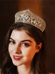 European and American bridal hair accessories design full of diamond water drop crown 18th coming of age ceremony pressed hair jewelry alloy rhinestone crown