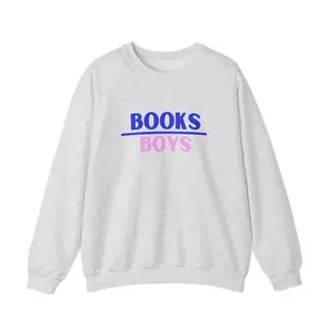 Books Over Boys Crewneck Sweatshirt, Comfortable Fit, Ideal Casual Wear-  Womenswear Long Sleeve Pullover