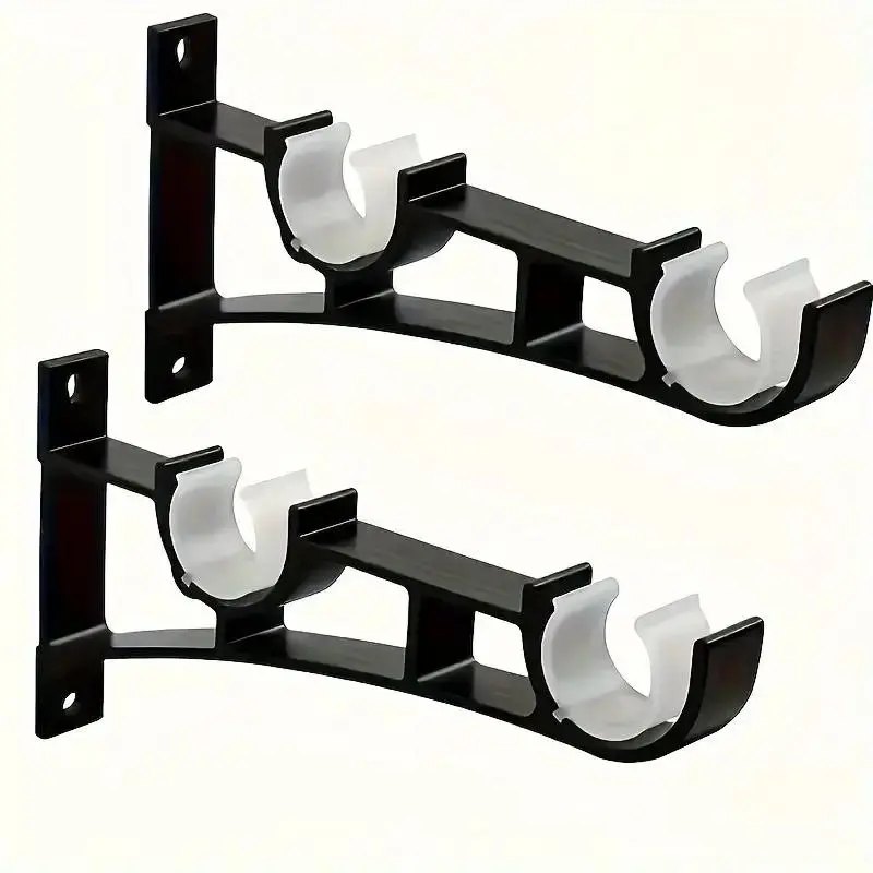 Metal Curtain Rod Brackets, Set of 2, Rust-Resistant, Easy Installation, Includes 4 Screws, Ideal for Clothes Hangers, Curtain Rod Holders, Heavy Duty