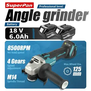 superpan404 125mm 8500RPM Cordless Blue Angle Grinder Polishing Machine Lithium Battery Drive For Makita 18V Battery Pin