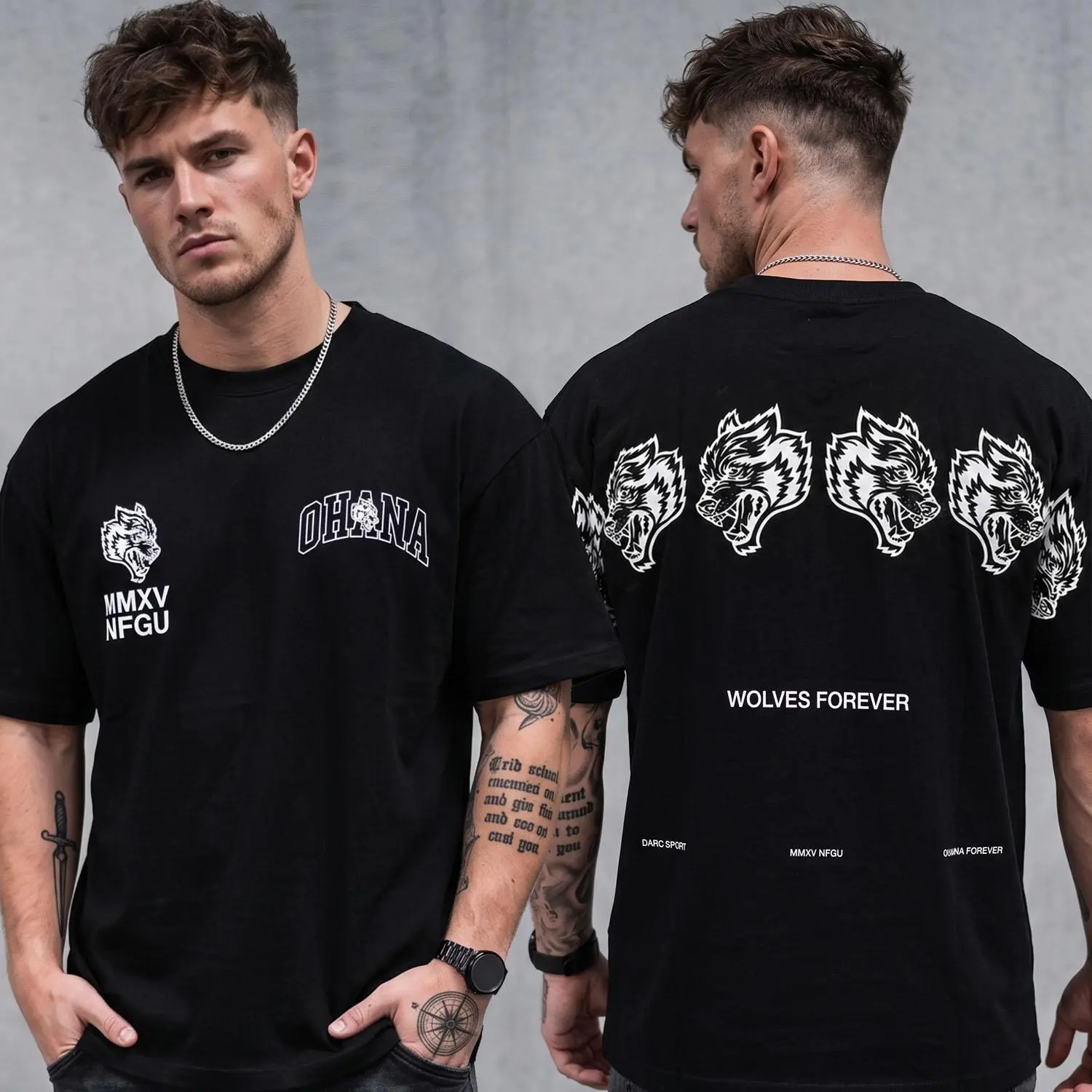 OHANA Oversized Streetwear Tshirt - Vintage 100% Cotton, Casual Urban Everyday Wear Tee