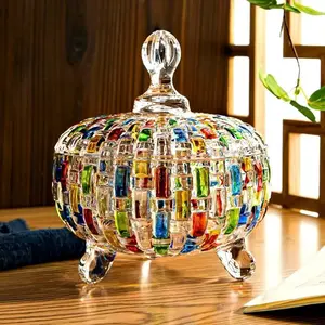 Colorful Crystal candy jars Candy jars with lids christmas candy jar Candy containers cute candy jar glass jar with lid