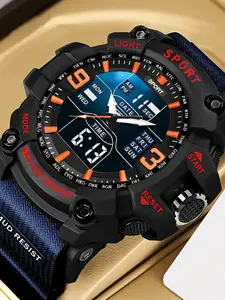 Top New Trend Fashion High-Value Unisex Teen Multifunction LED Large Dial Outdoor Sports Watch, Sporty Style, Round Analog-Digital Face, Digital Wristwatch