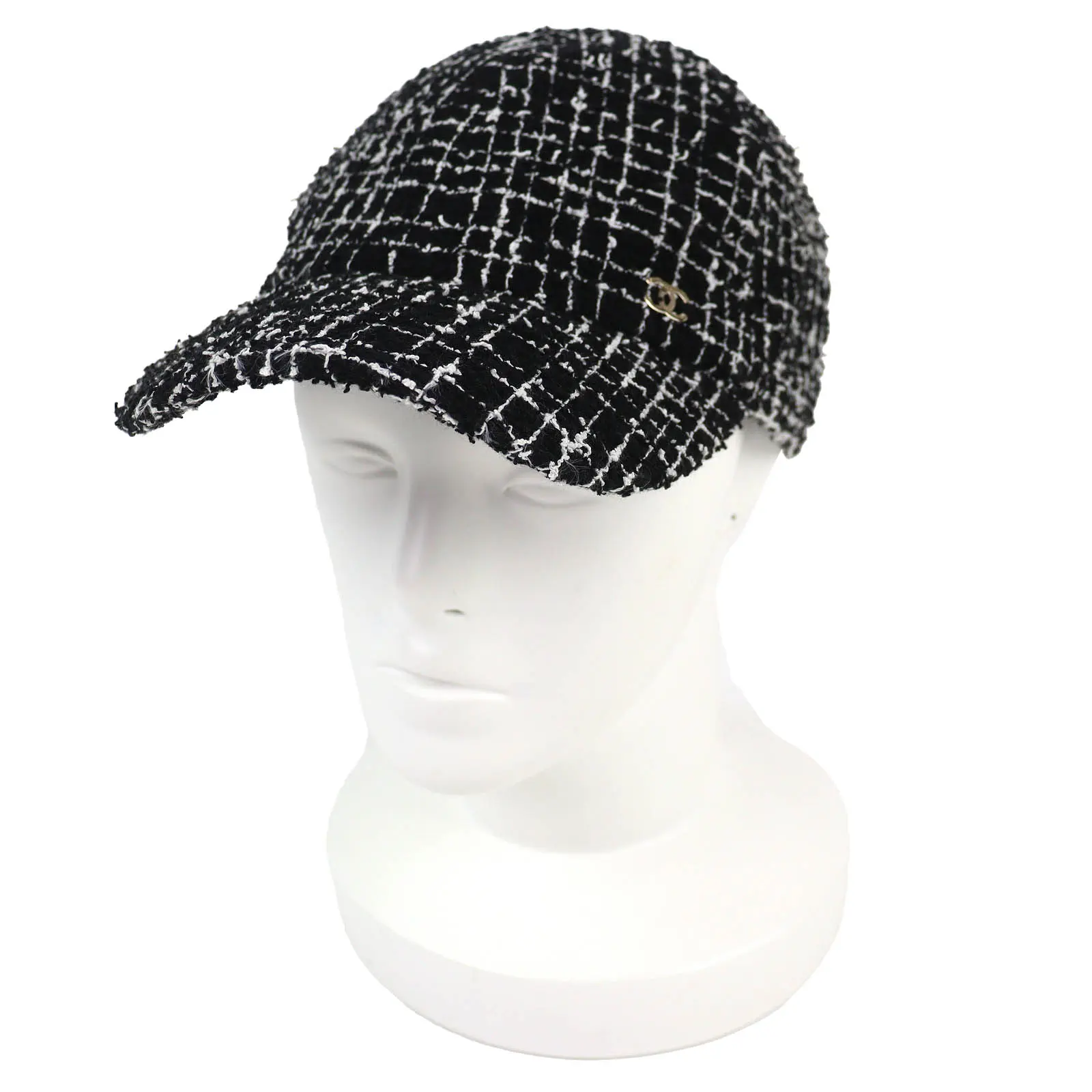 Pre-owned CHANEL Cotton Small Leather Goods Tweed Baseball Cap