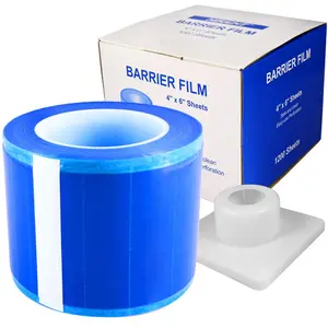 Barrier Film Roll Tape Blue 4" x 6" 1200 Sheets for Dental, Tattoo and Makeup Microblading, with Dispenser Box (600ft)
