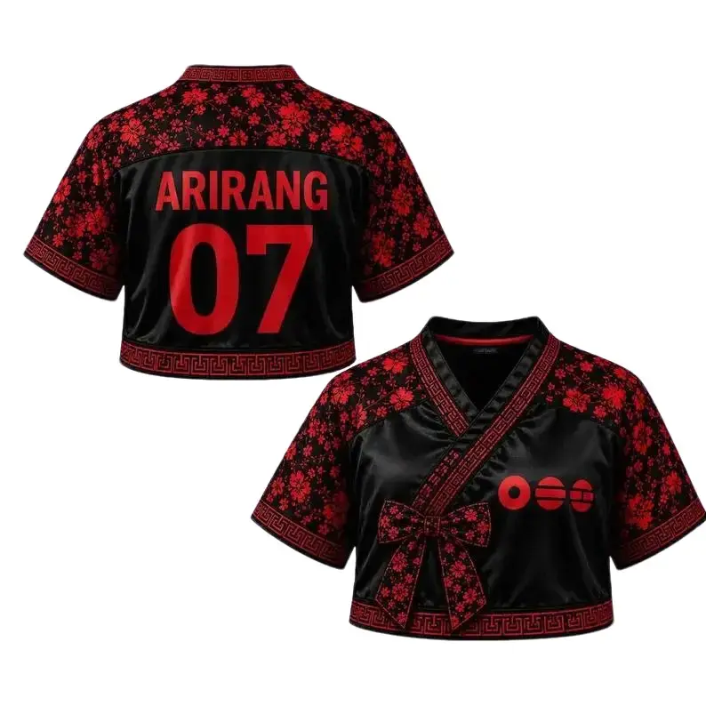 Kpop Football Jersey Shirt, Korean Idol Hanbok Croptop Concert Outfit, Oversized Fan Gift, World Tour 2026, Korean Floral Concert Jersey, Kpop Army Fan Gift