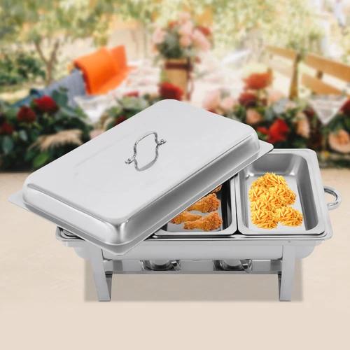 3 Pan Chafing Dish Buffet Set Stainless Steel Food Warmer Set Rectangular Buffet Server with Lid
