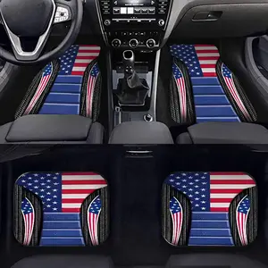 American Flag Car Floor Mats All Weather Carpet Protector Mat Anti Dirty Car Floor Liners Universal Fit for Most Auto, SUVS, Truck, Vans 4 Pcs Stains Car Interior Accessory