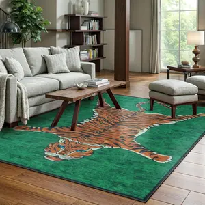 Tiger Pattern Rug, Animal Print Rug, 1 Count Non-slip Soft Floor Carpet, Washable Decorative Area Rug, Decorative Carpet for Home Living Room Bedroom, Machine Washable Rug