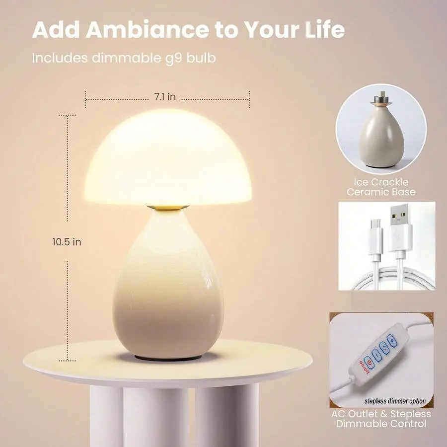 Mushroom-Shaped LED USB & Mobile Lights, Three-Color Adjustable Desk Light With Dimming Function For Bedroom Living Room Home Decor