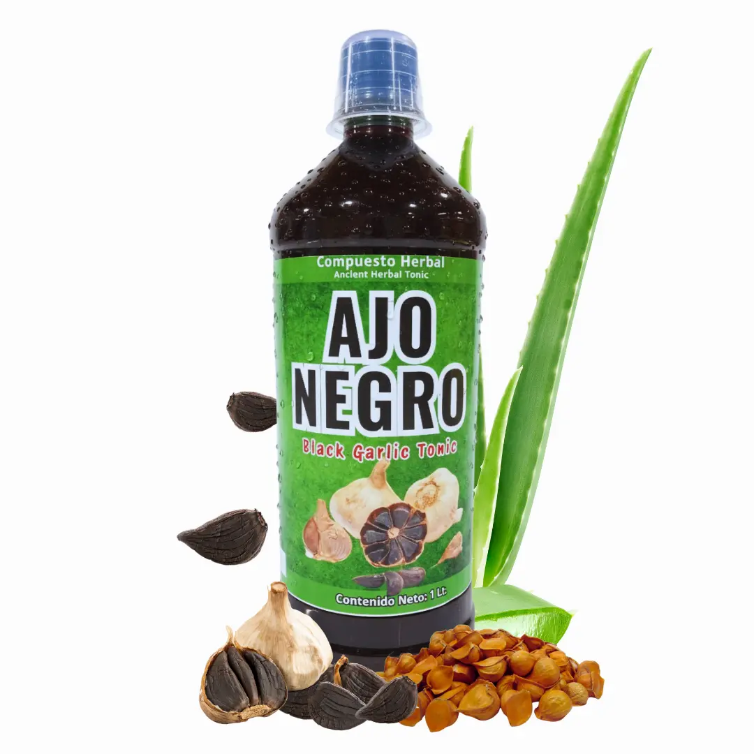 New Tonico Viral Ajo Negro - Black Garlic (Ajo Negro) + Japanese Garlic (Ajo Chino) + Aloe + Maguey Extract - Juice Tonic- Jugo Tonico Premium -   de 1 litro (33.3Fl Oz) Herbal Fitness Natural Traditional