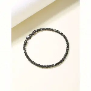 Minimalist Style Black Stainless Steel Men's Bracelet for Casual & Exquisite Dressing Daily Wear Holiday Gift Jewelry
