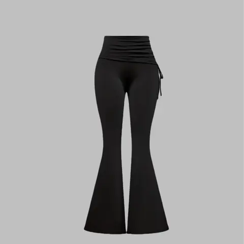 Women's Solid Color Flare Leg Pants, Casual Comfy Bell Bottom Trousers for Daily Wear, Ladies Casual Fit Bottoms for All Seasons