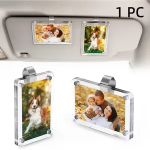 Magnetic Car Sun Visor Photo Clip, Transparent Acrylic Display, Easy Install Design, Durable Fashionable Car Accessory, Driver Gift