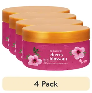 Bodycology Cherry Blossom Exfoliating Sugar Scrub 10.5 Oz 4 Pack PDC Brands Exfoliate Moisturize Daily Rejuvenation Paraben Free