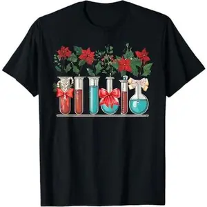 Test Tube Flower Christmas Chemistry Nerd Science Teacher T-Shirt