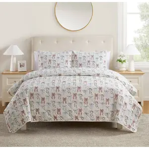 VCNY 2pc Twin Multi Ribbon Pinsonic Quilt Bedding Set