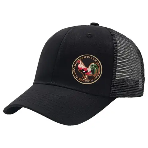 Unisex Mesh Back Snapback Trucker Hat - Sturdy, High-Quality Sweatwicking, Secure Snap Fit, Curved Brim, Rooster Graphic, Adjustable Size, Sun Protection, Farm Outdoor Cap, Stylish Fashion Accessory, Cool All-Day Wear, Snapback Black Cap