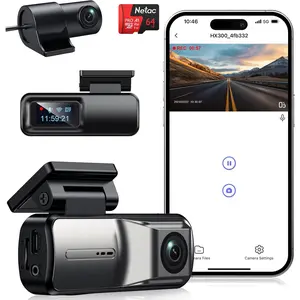 Dash Cam Front and Rear,2.5K 1080P Dual Dash Camera,64GB SD Card,  & App Control, 1.5''IPS Display  Camera, Voice Control, Night Vision, 24H Parking Mode, G-Sensor