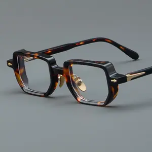 Vintage Tortoiseshell Wide-Legged Glasses Frame- Golden Metal Accents, Hand-Washed PC Lens, No Prescription, Stylish Eyewear for Men & Women, Classic Design, Durable