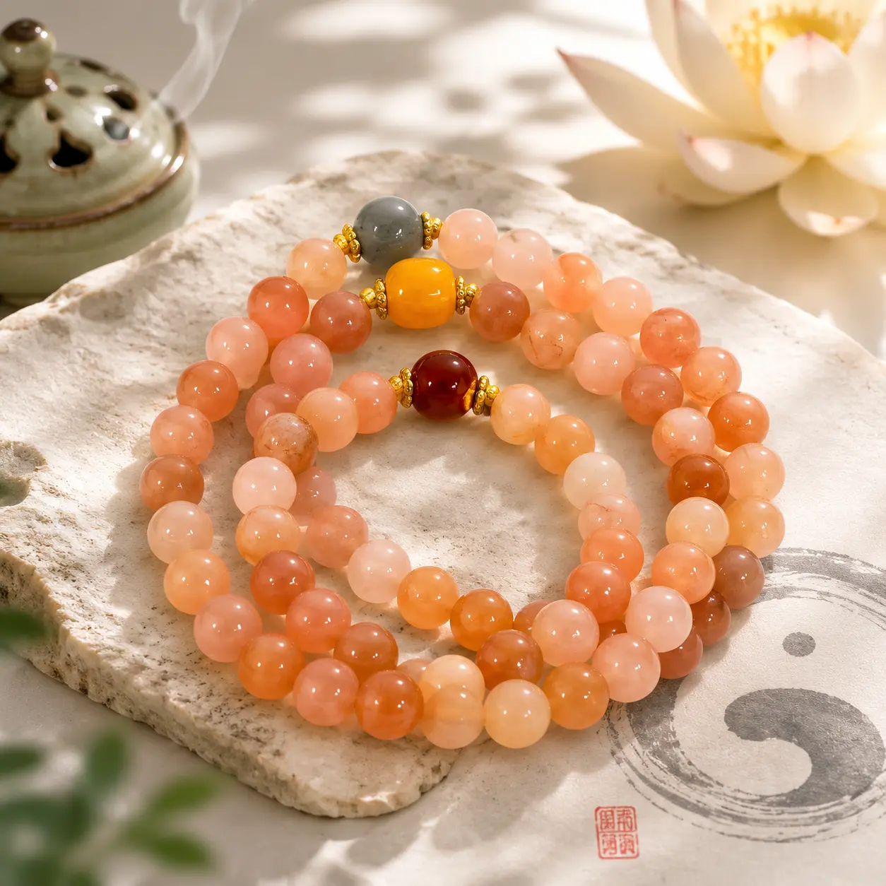 3 Loop Peach Blossom Costume Jewelry Bracelet, Fashion Accessory for Daily Wear 3 Loop Peach Blossom Costume Jewelry Bracelet, Fashion Accessory for Daily Wear