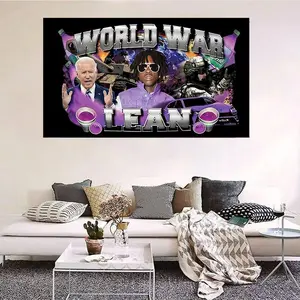 World War Lean 3x5Ft Flag Funny RapperTapestry Outdoor College Dorm Bedroom ManCave Wall Decor Banner Starry Sky Pattern Modern Stripe Design