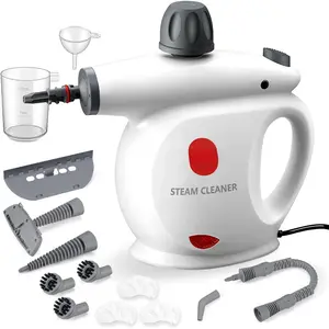 Handheld Steam Cleaner, Pressurized Multi-Surface Steam Shot with 13 Accessories, Safety Lock, Steamer for Cleaning Floor, Upholstery, Grout, Windows, Couch and , White