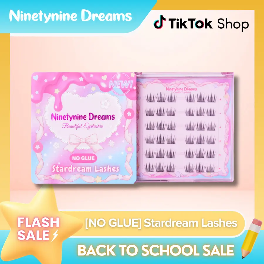 Ninetynine Dreams [NO GLUE] Stardream Self-Adhesive Lashes | Press-On No Glue Required Lash Clusters 8-12mm C+ Curl — Fluffy Spiky Anime Manhua Style Beginner-Friendly Reusable Lashes with Ultra-Thin Self-Stick Band Synthetic Makeup Daily Cosmetic